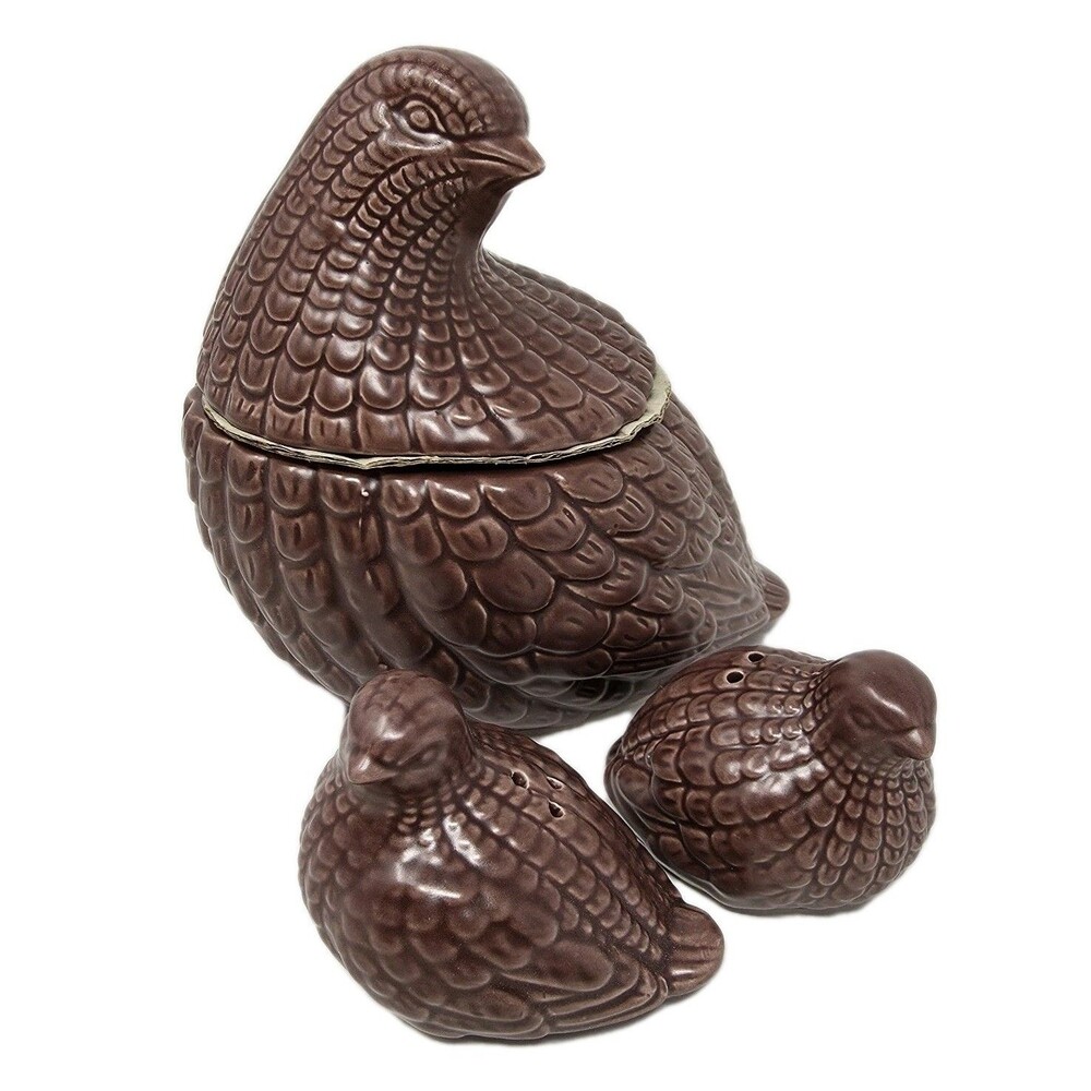 Bee & Willow Quail Candy Dish Salt Pepper Shaker 3pc Set Bed Bath Beyond NEW